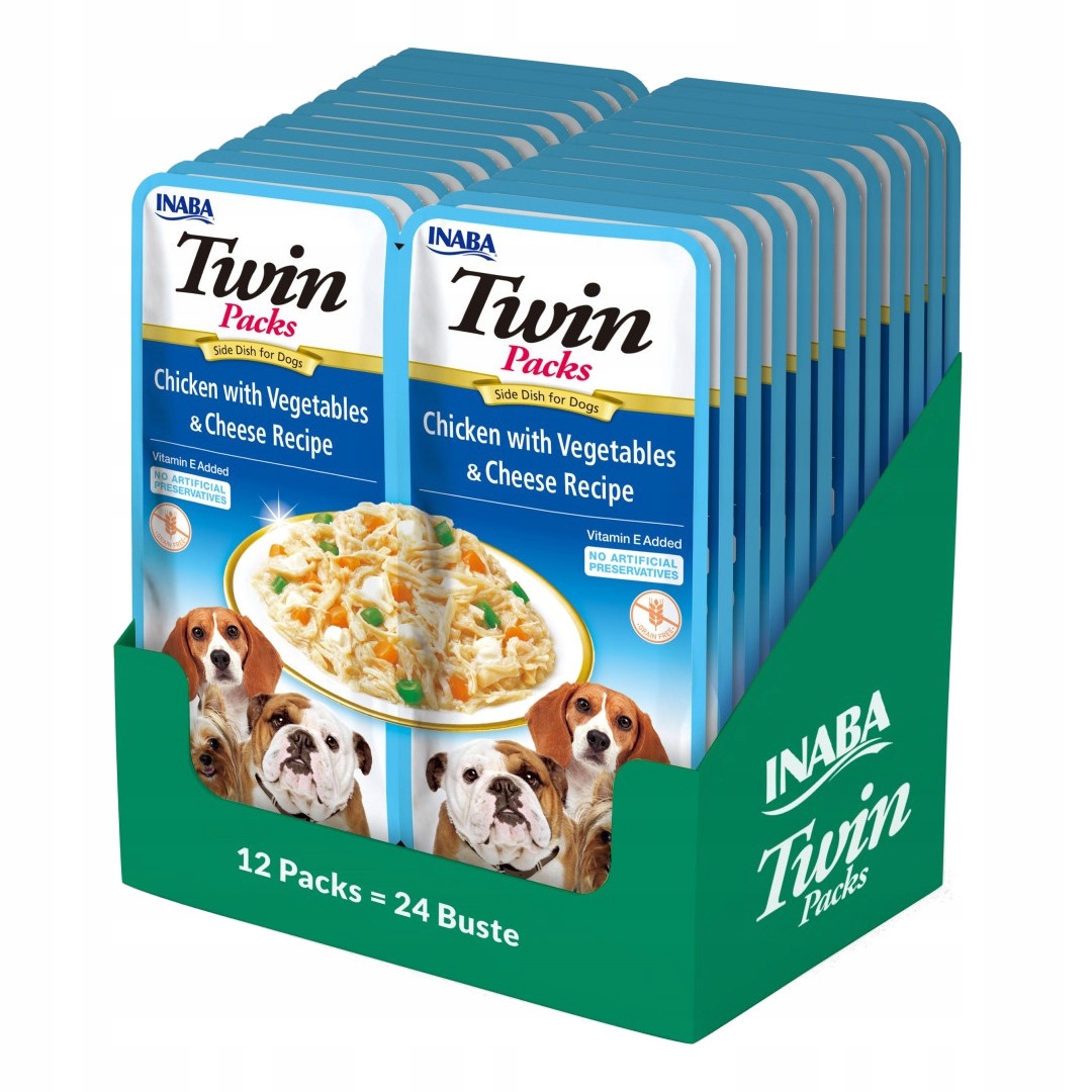 Levně Inaba Twin Packs 12x80g Krmivo pro psa Kuřecí zelenina a sýr v vývaru