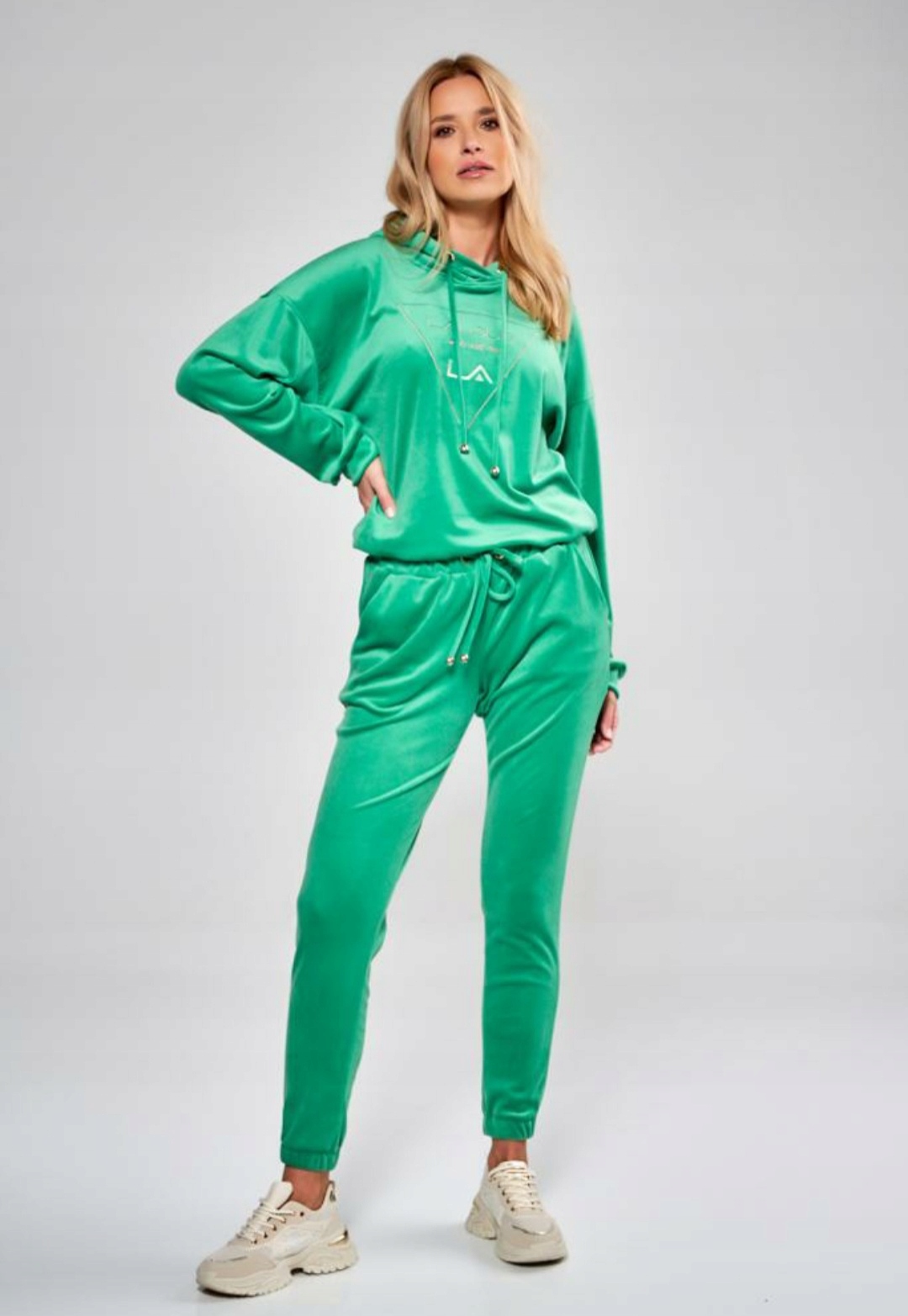 Zelené velurové kalhoty 0367 Lalous vel S