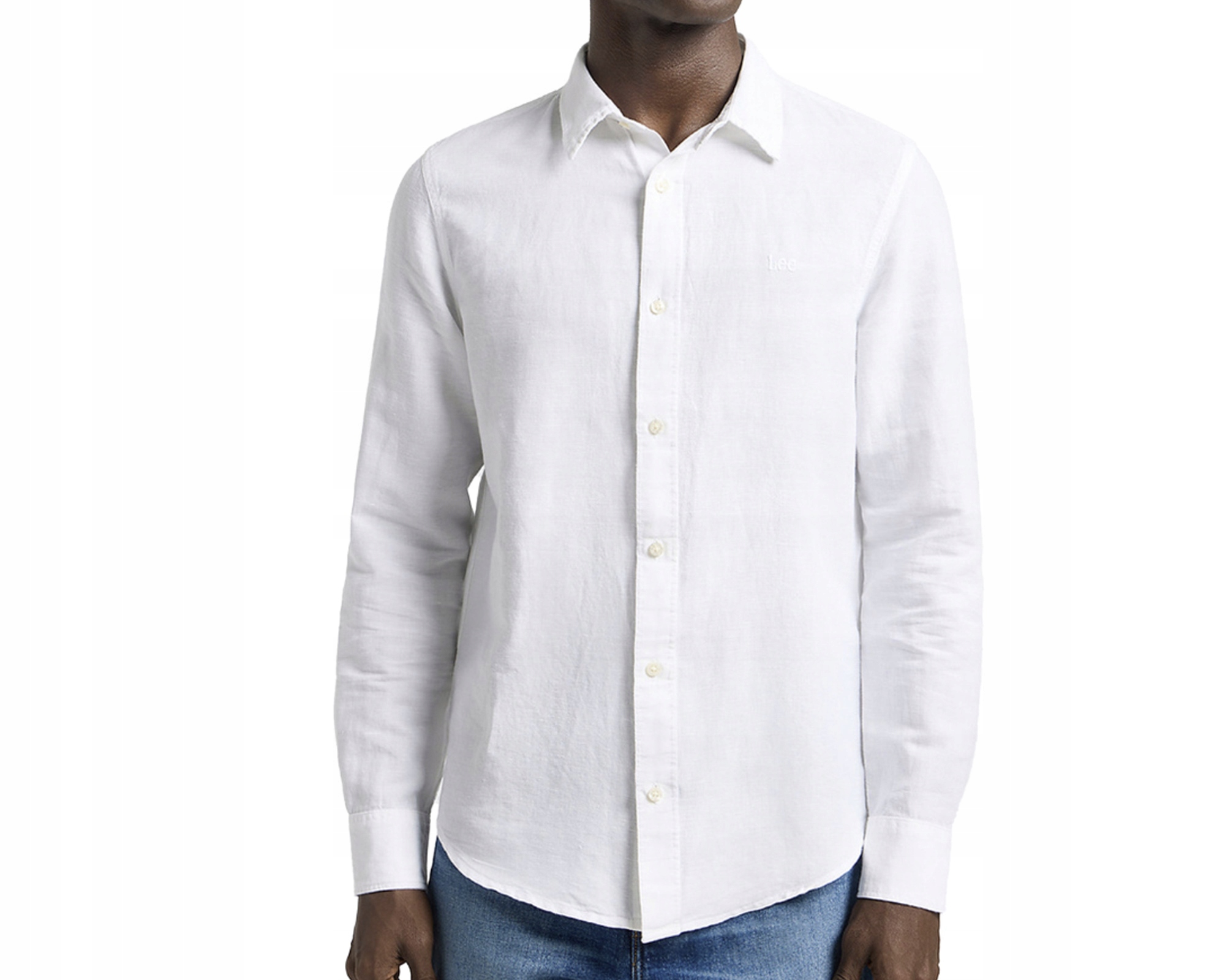 Bílá košile Lee Patch Shirt lněná Bright White L