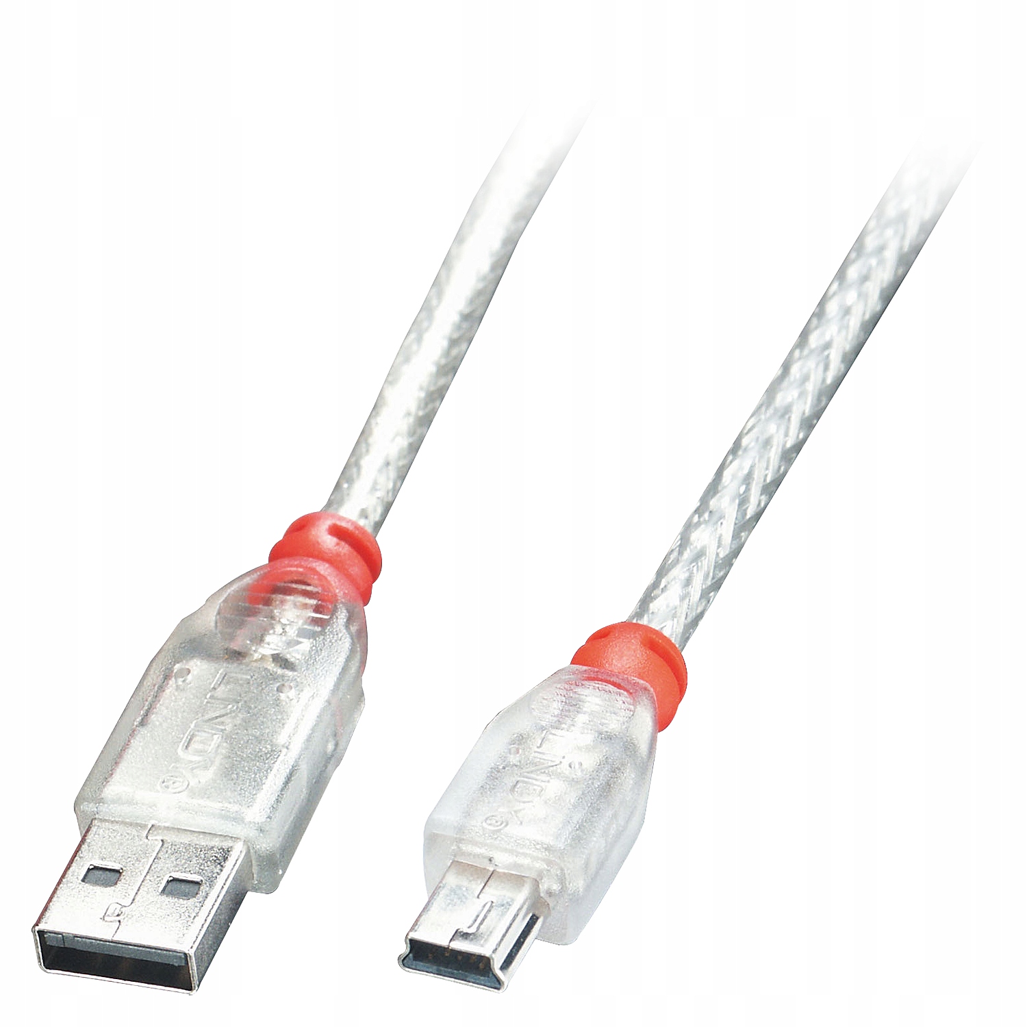 Lindy 41784 kabel USB 3 m USB A Mini-USB B Męska Przezroczysty
