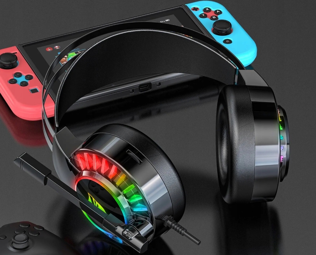 SŁUCHAWKI GAMINGOWE DLA GRACZY Z MIKROFON NAUSZNE PC LED RGB WYGODNE Rodzaj słuchawek nauszne