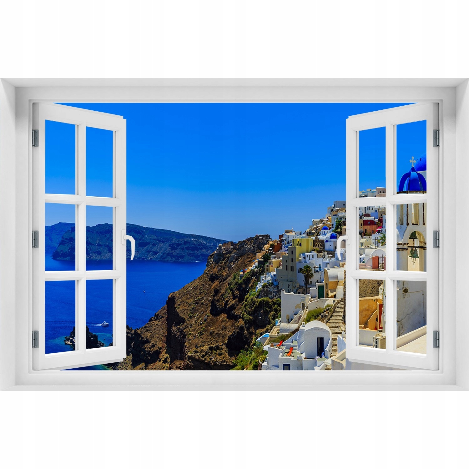 

3D Okno Naklejka na ścianę Santoryn Grecja 120x80