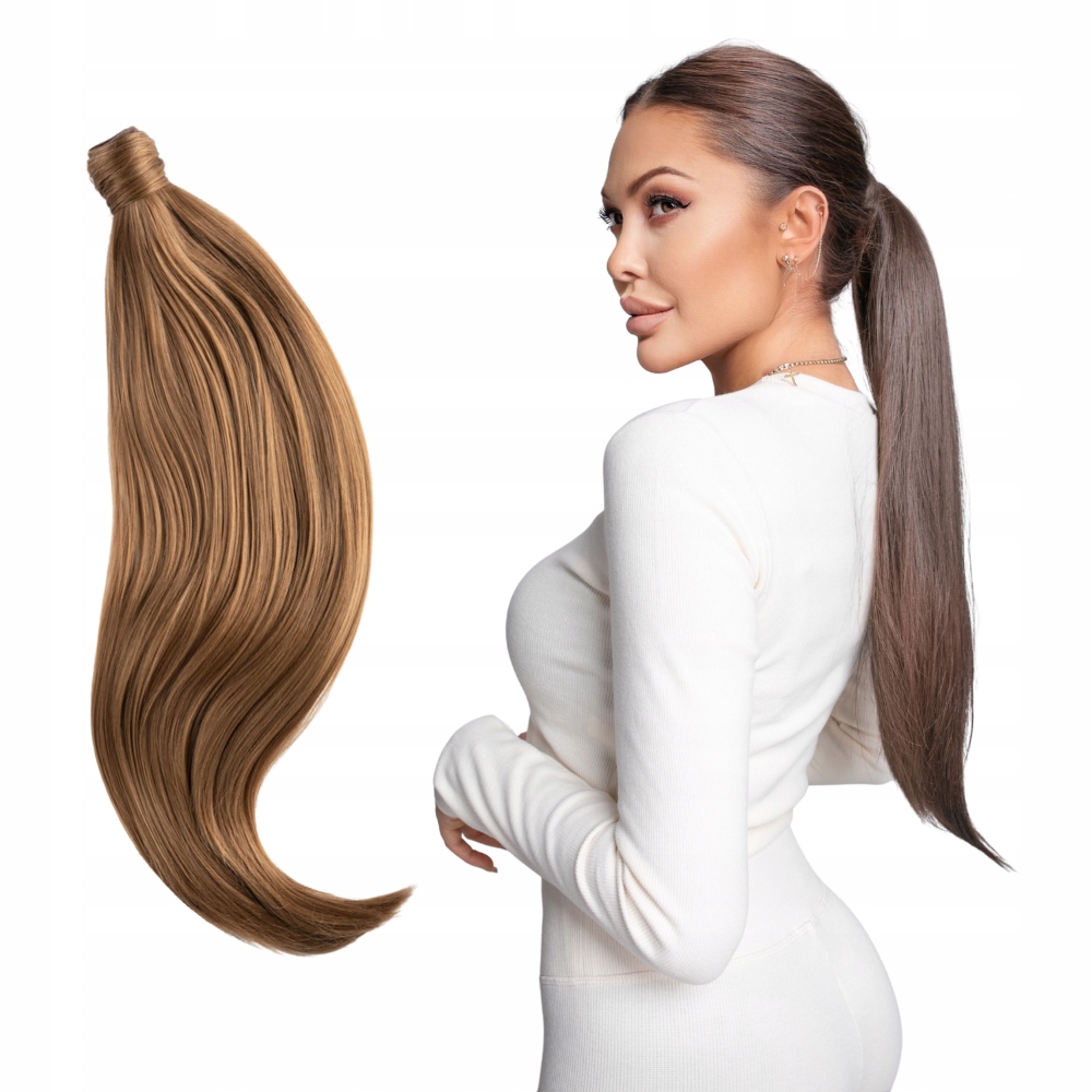 Kucyk syntetické připínací vlasy 60 cm dopinka #10/m27 tmavě blond kitka