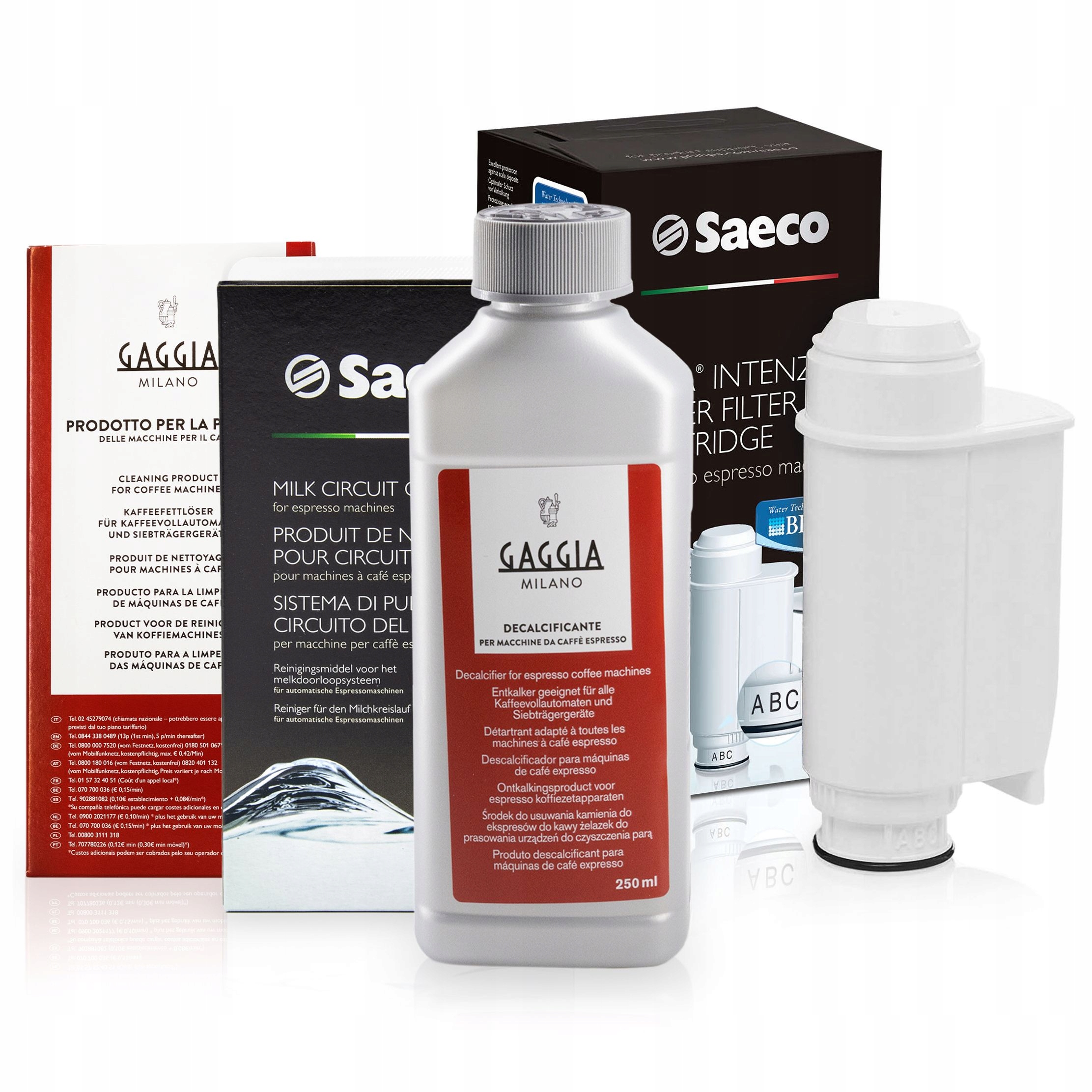 Odvápňovač 250 ml prášek tablety filtr do kávovaru Saeco Intenza+
