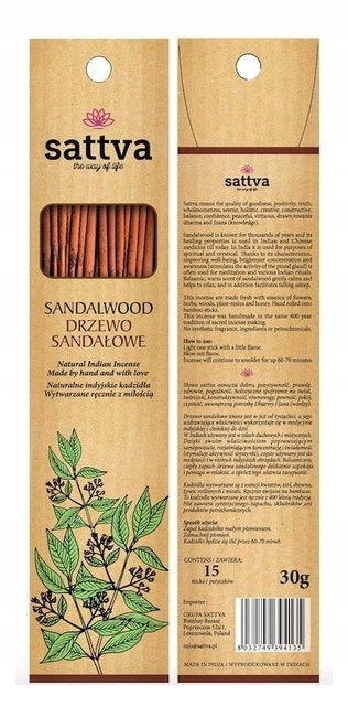 

Sattva Naturalne Indyjskie Kadzidła 15szt 30g
