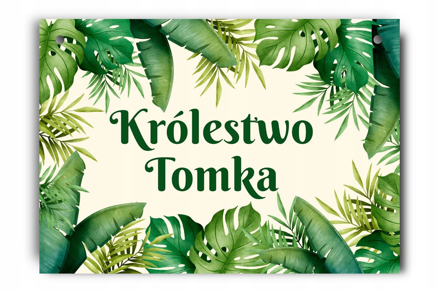 

Zielona tabliczka imienna liście zielone listki A4