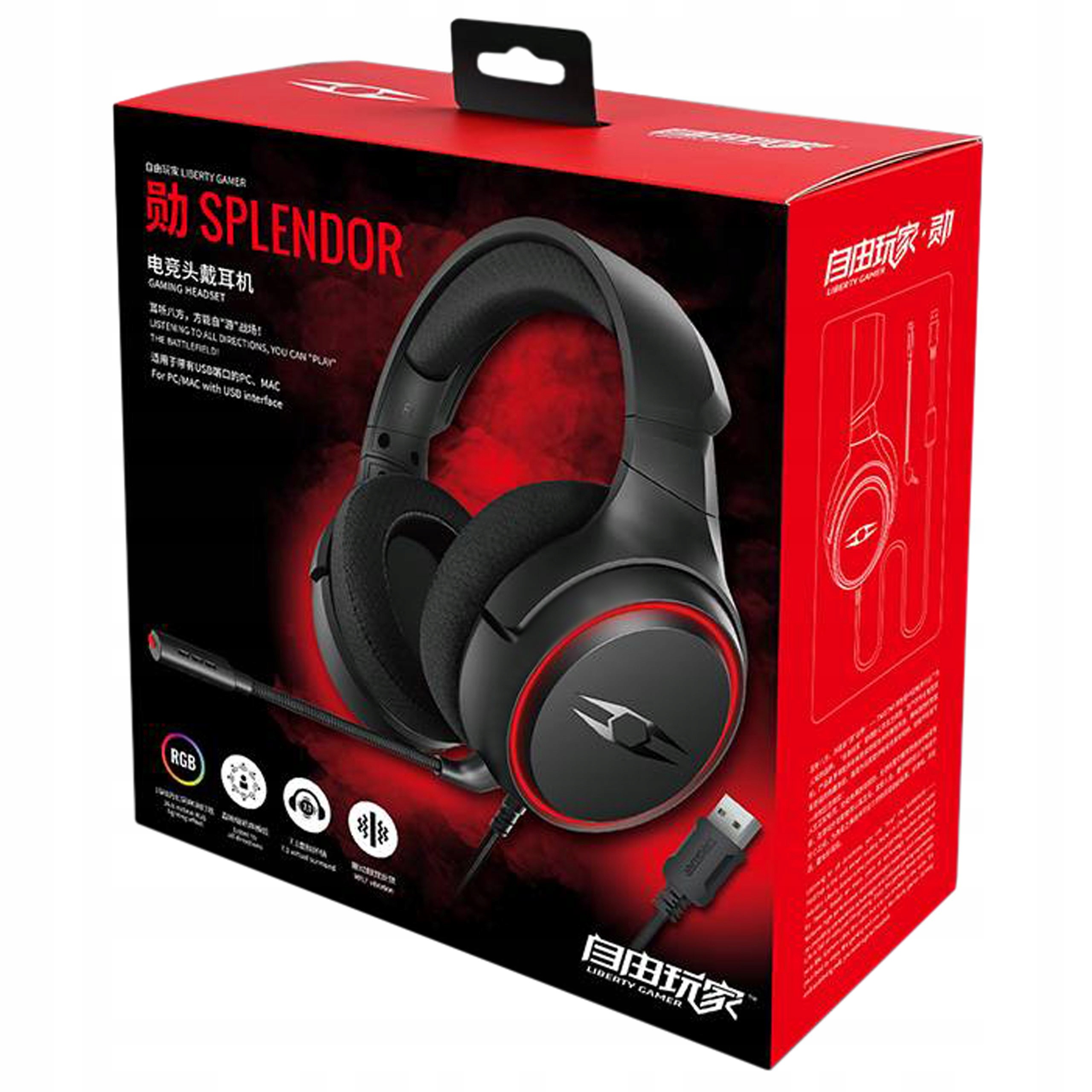 SŁUCHAWKI GAMINGOWE 7.1 TAKSTAR SPLENDOR MIC USB Rodzaj słuchawek nauszne