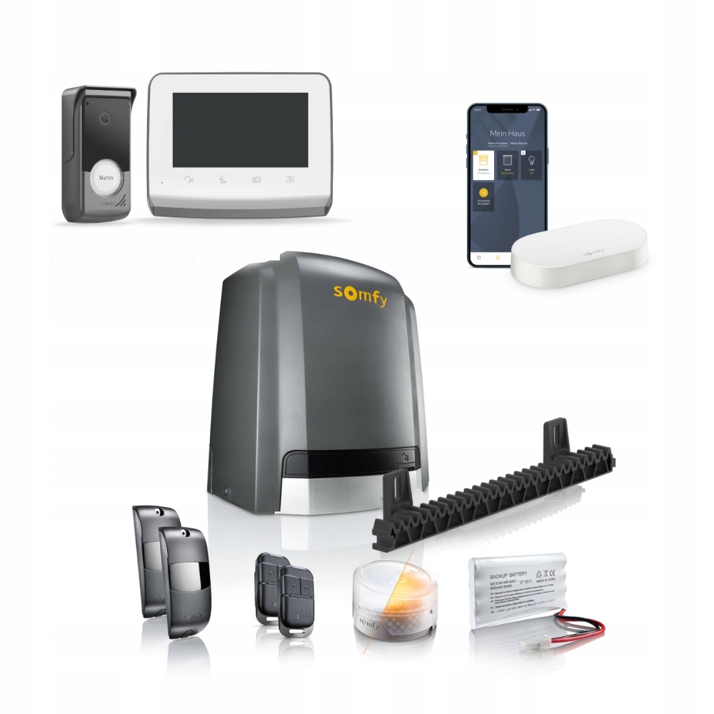 Somfy napęd do bramy przesuwnej WiFi wideodomofon