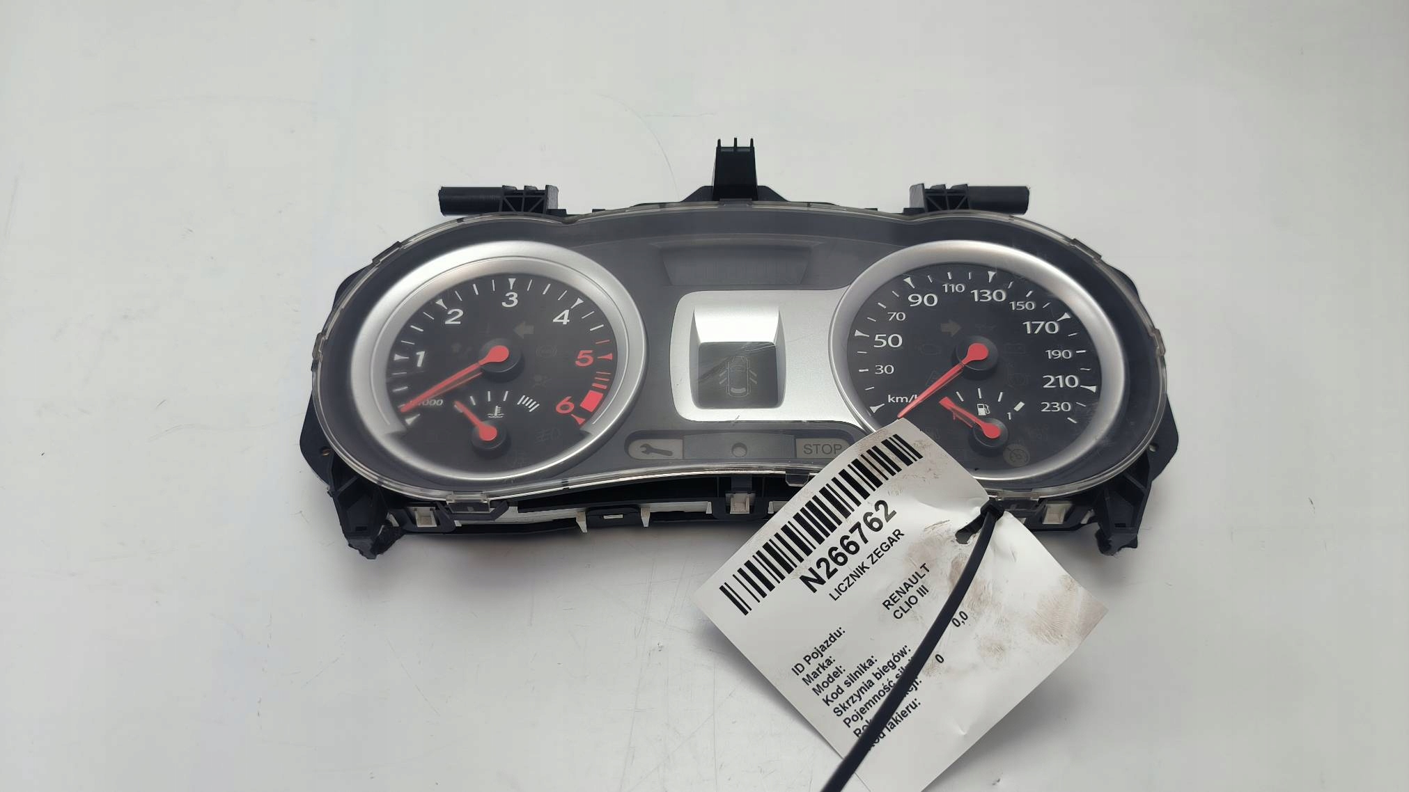dials clock 2RPF10A855AE RENAULT CLIO III