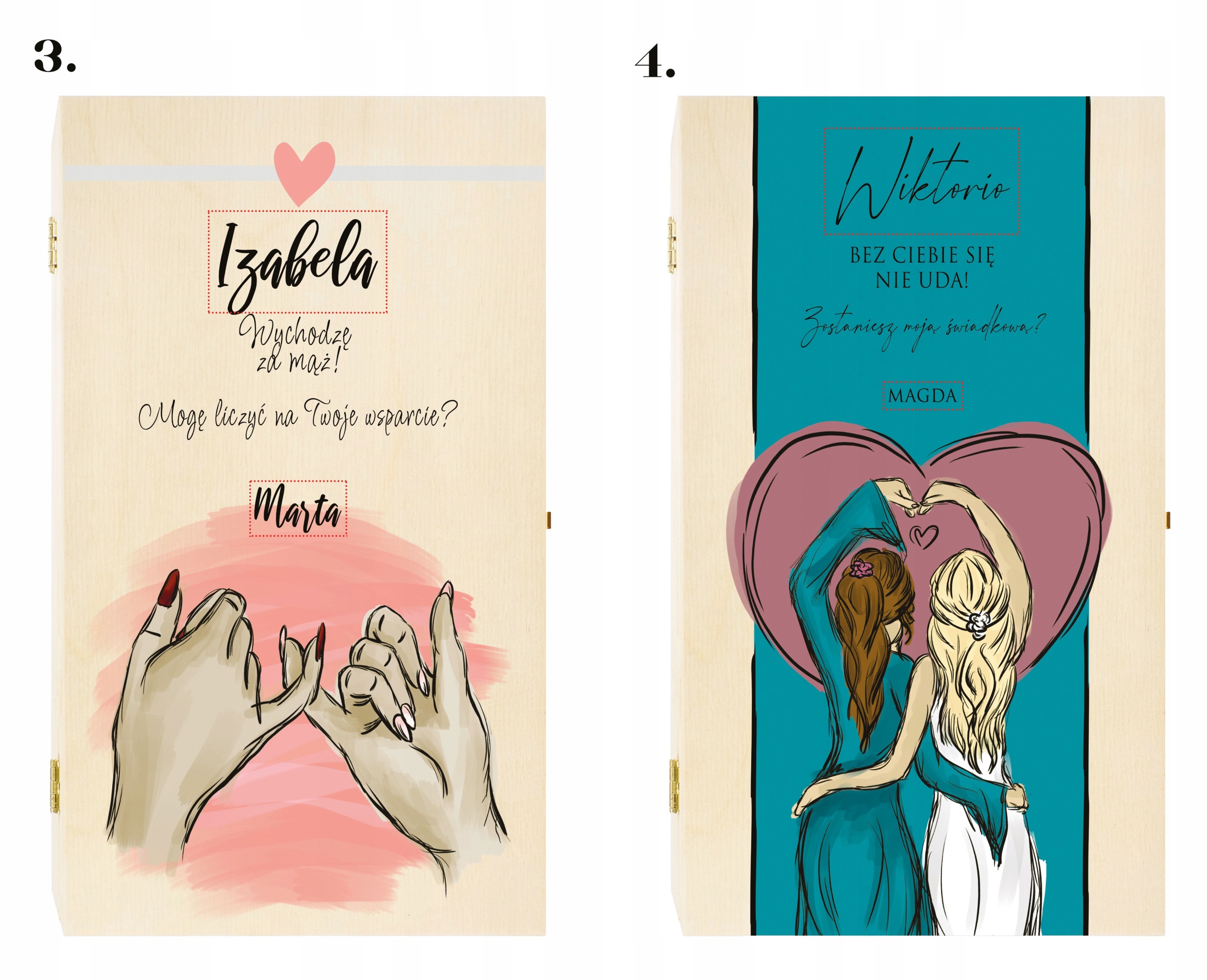 Zaproszenia Dla Świadków Pudełko skrzynka na wina Kształt inny