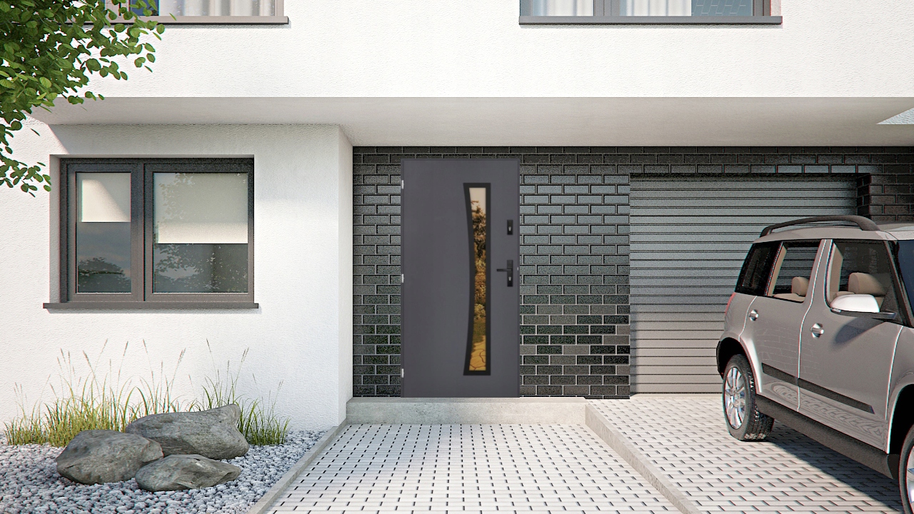 POLSKIE DRZWI ZEWNĘTRZNE INOX SLAM BLACK 72MM 90 Szerokość drzwi 90 cm