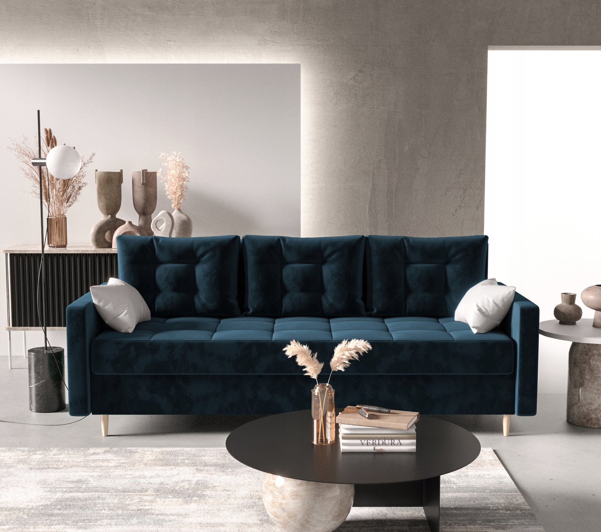 

Sofa Niebieska Rozkładana 224 cm Bari RS03 O-sofa