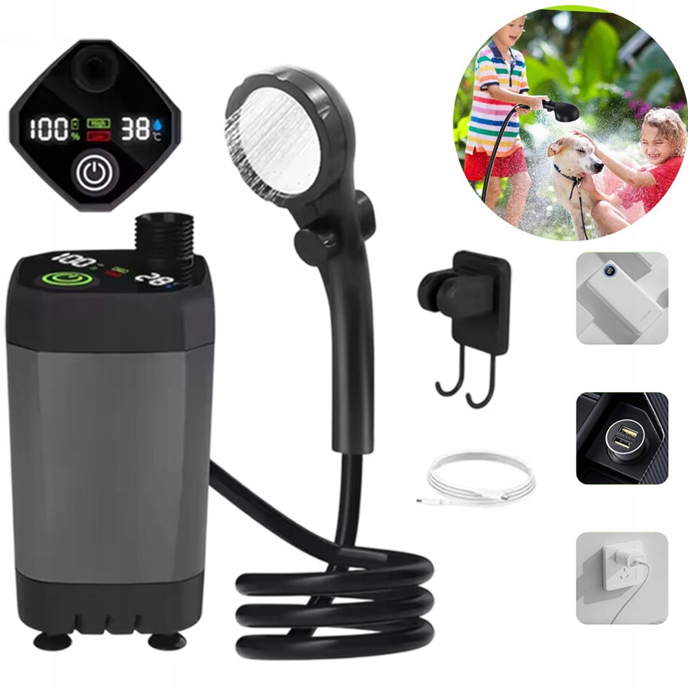 Přenosná Sprcha S Akumulátorovou Pumpou 6000 Mah Pro Kempování