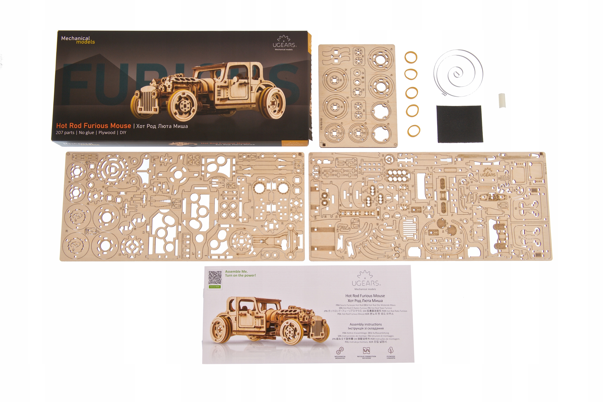 Hot Rod Furious Mouse Drewniany Model Mechaniczny Z Napędem Puzzle Ugears Wiek dziecka 14 lat +