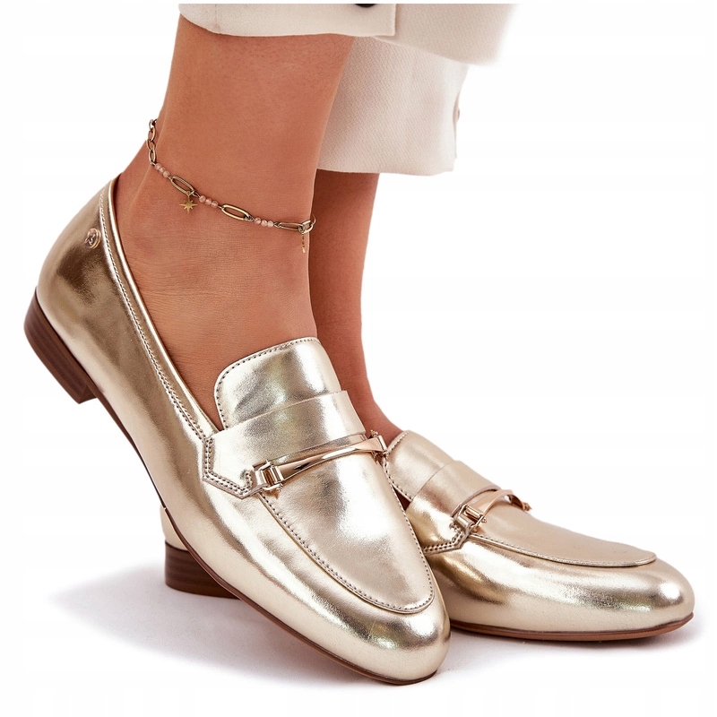 Dámské Polobotky Mokasíny Z Přírodní Kůže Maciejka K6809-25 Zlaté 37