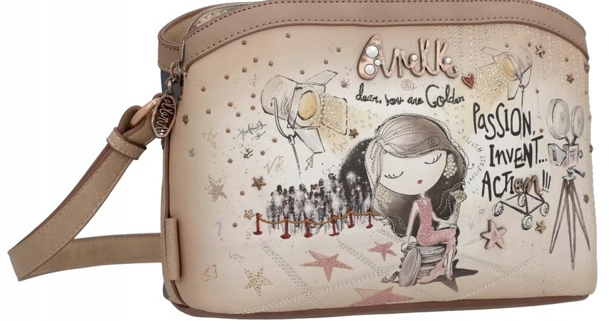 A039 Torebka Anekke listonoszka Hollywood trzykomorowa na cienkim pasku Model 38703-258