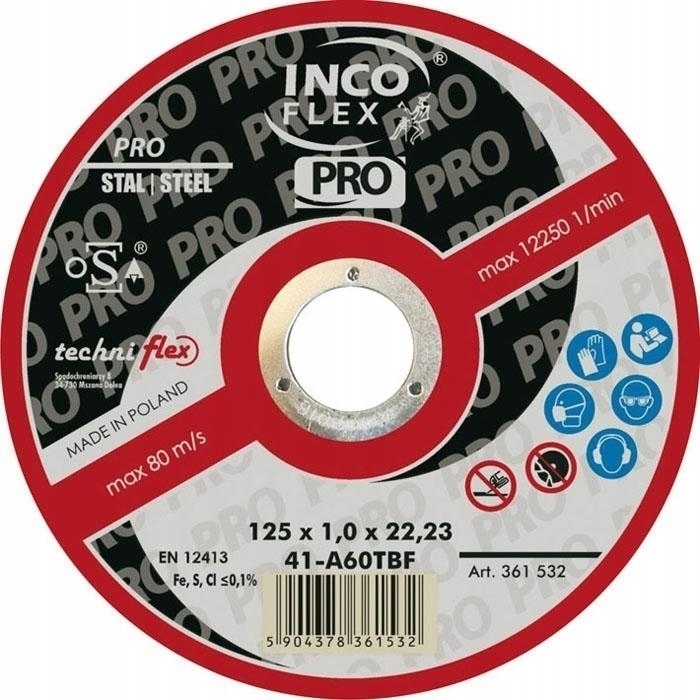 

Tarcza szlifowania metalu 125x6,5x22,2mm Incoflex