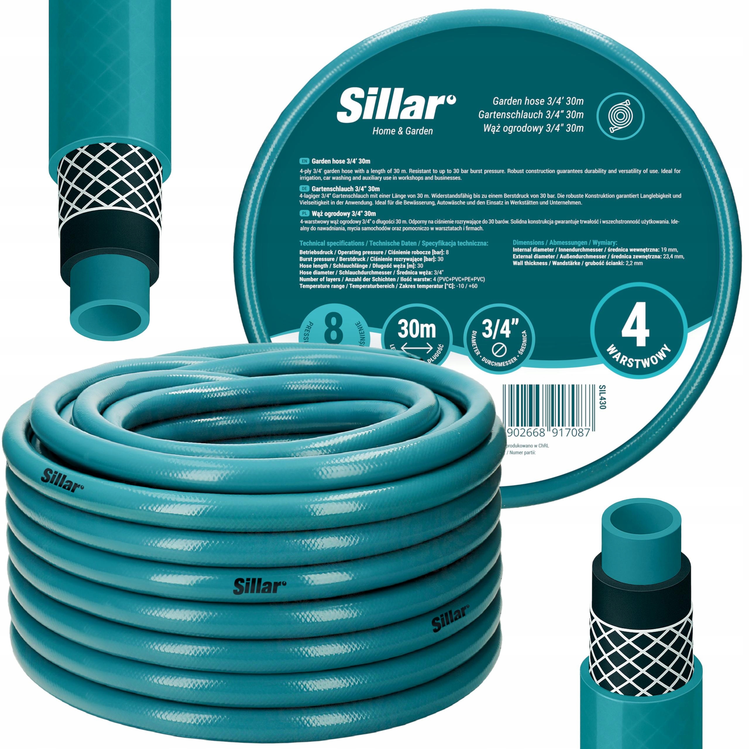 Hadice 3/4" 30 m 4-VRSTVÁ Sillar vyztužená silným Uv vyztužením