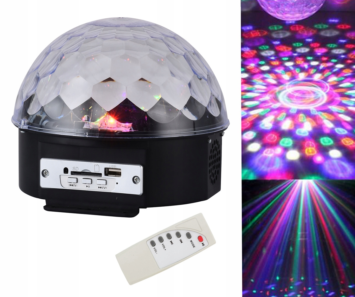 

ZS39 Kula MP3 Disco Dyskotekowa Pilot Led Usb Rgb