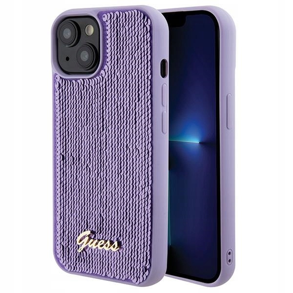 Pouzdro Pro Iphone 15 14 13 Guess Sequin Script Metal Fialové
