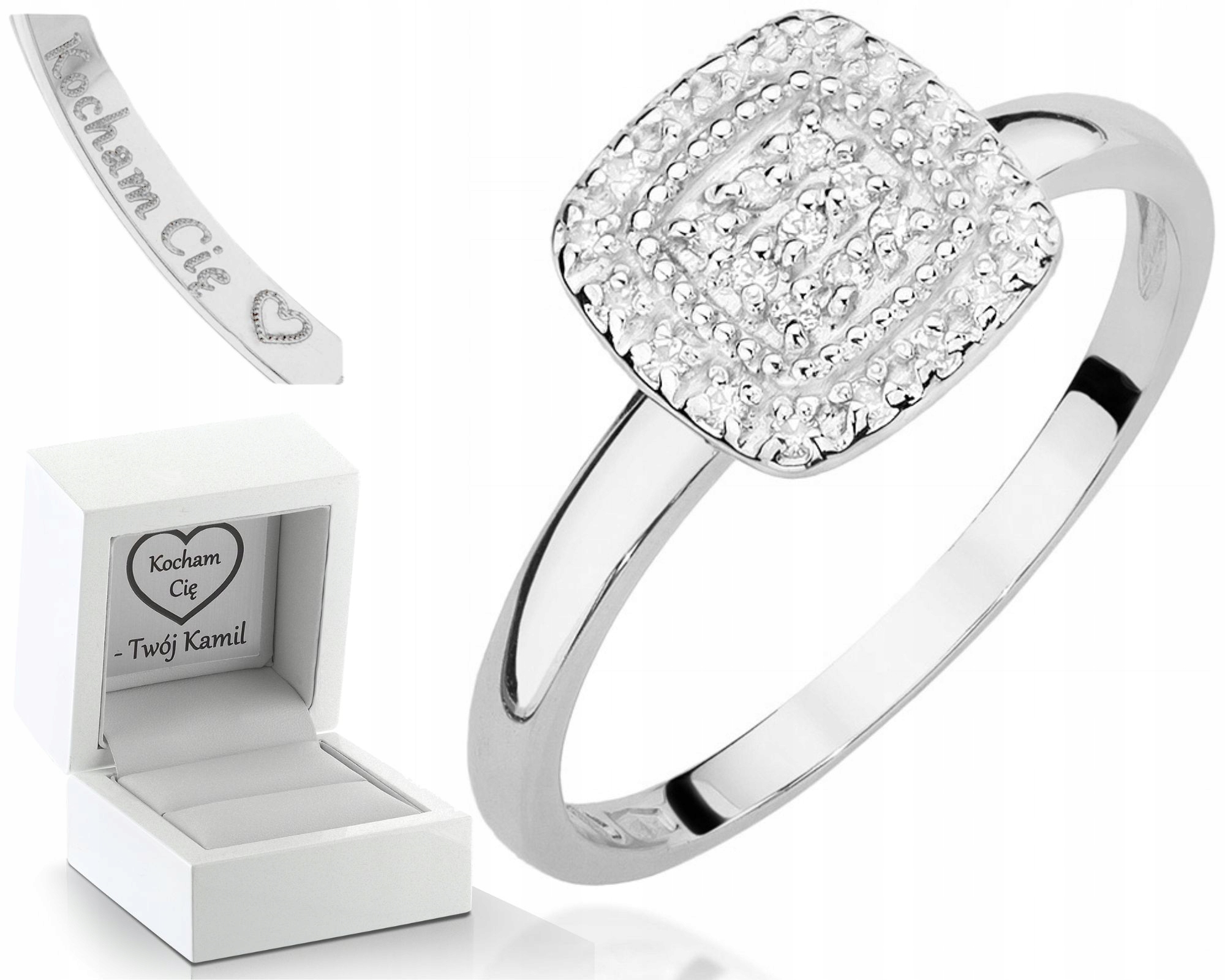 Prstýnek Z Bílého Zlata S Brilianty Gravírování Zlato Jako Dárek