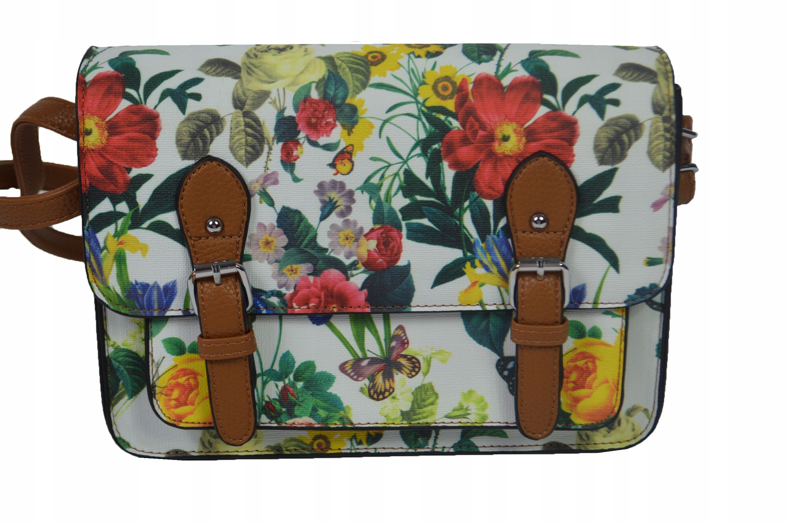 TOREBKA DAMSKA LISTONOSZKA NA RAMIĘ KWIATOWY MOTYW