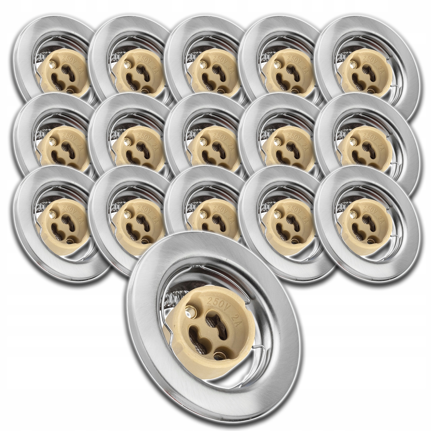 16xSATÉNOVÉ Kulaté Stropní Svítidlo Halogen+zásuvka Konektor GU10 Na Žárovku