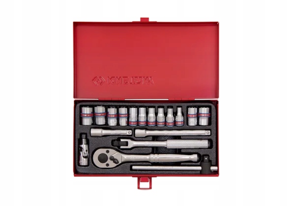 ZESTAW NASADEK CALOWYCH 1/4" 18cz. KRÓTKIE, 6/8-kąt. 5/32 - 1/2" Z GRZECHOT