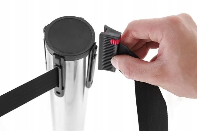 Hendi Zahrazovací sloupek (h) 935 mm, stříbrný s černou páskou 2700 mm