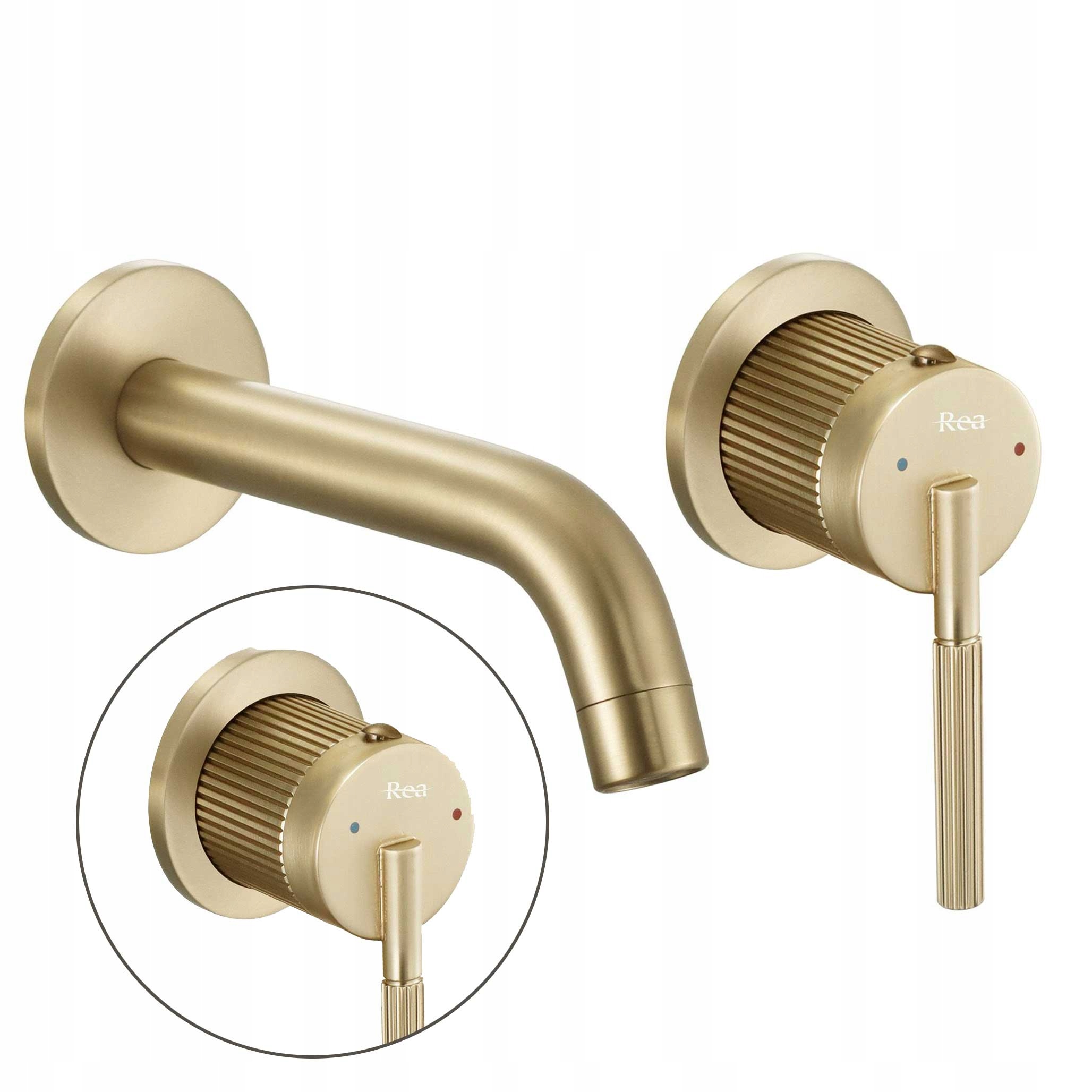 Podomítková umyvadlová baterie Zlatá kartáčovaná Rea Argon Box Zdobená