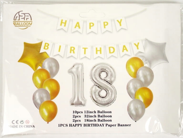 

Duży zestaw na osiemnastę 18 Urodziny srebrne