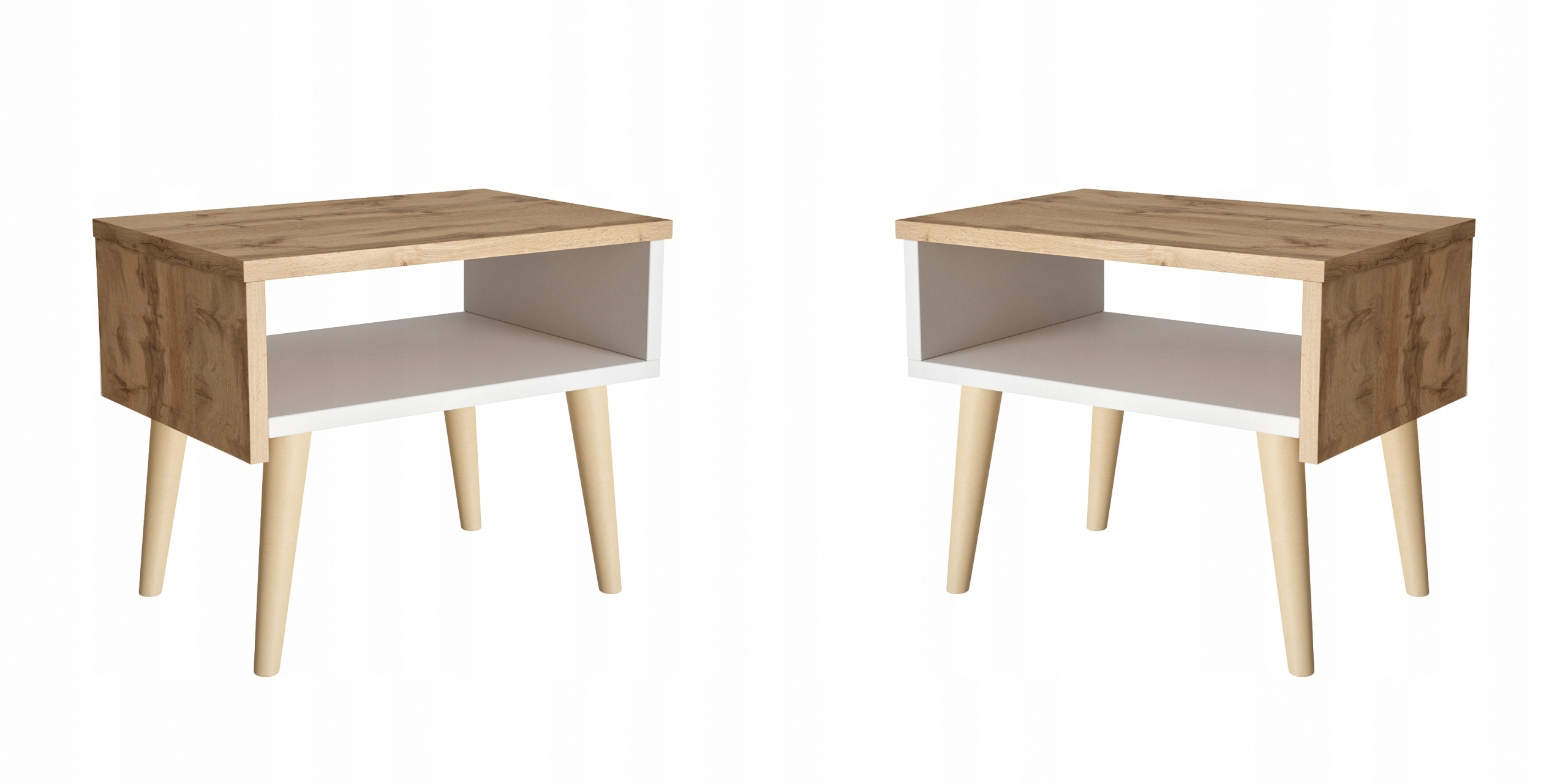 Nočná skrinka Lea 2ks škandinávsky wotan/biely