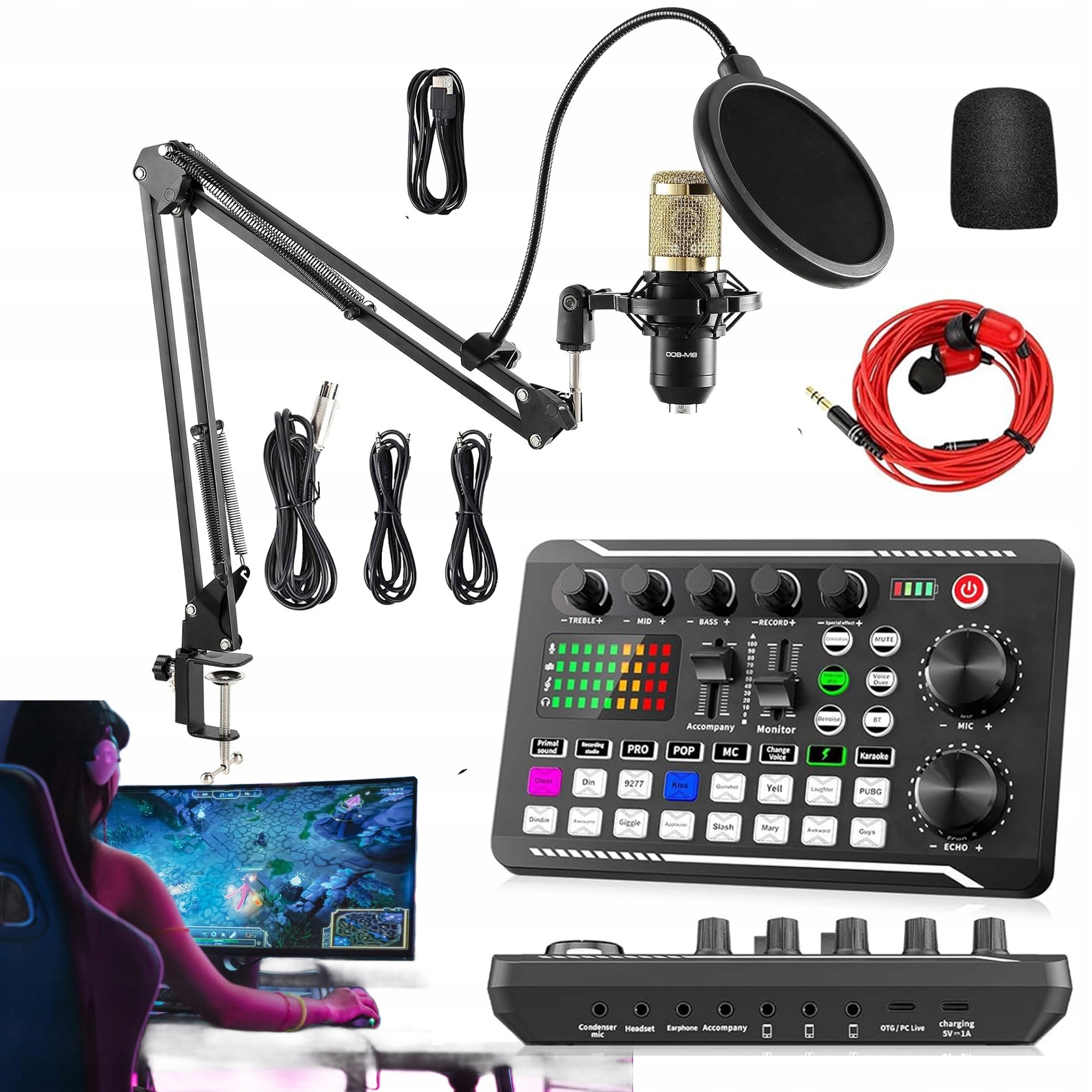 Univerzální Zvuková Karta F998 S Mikrofonem Pro Nahrávání A Podcasty