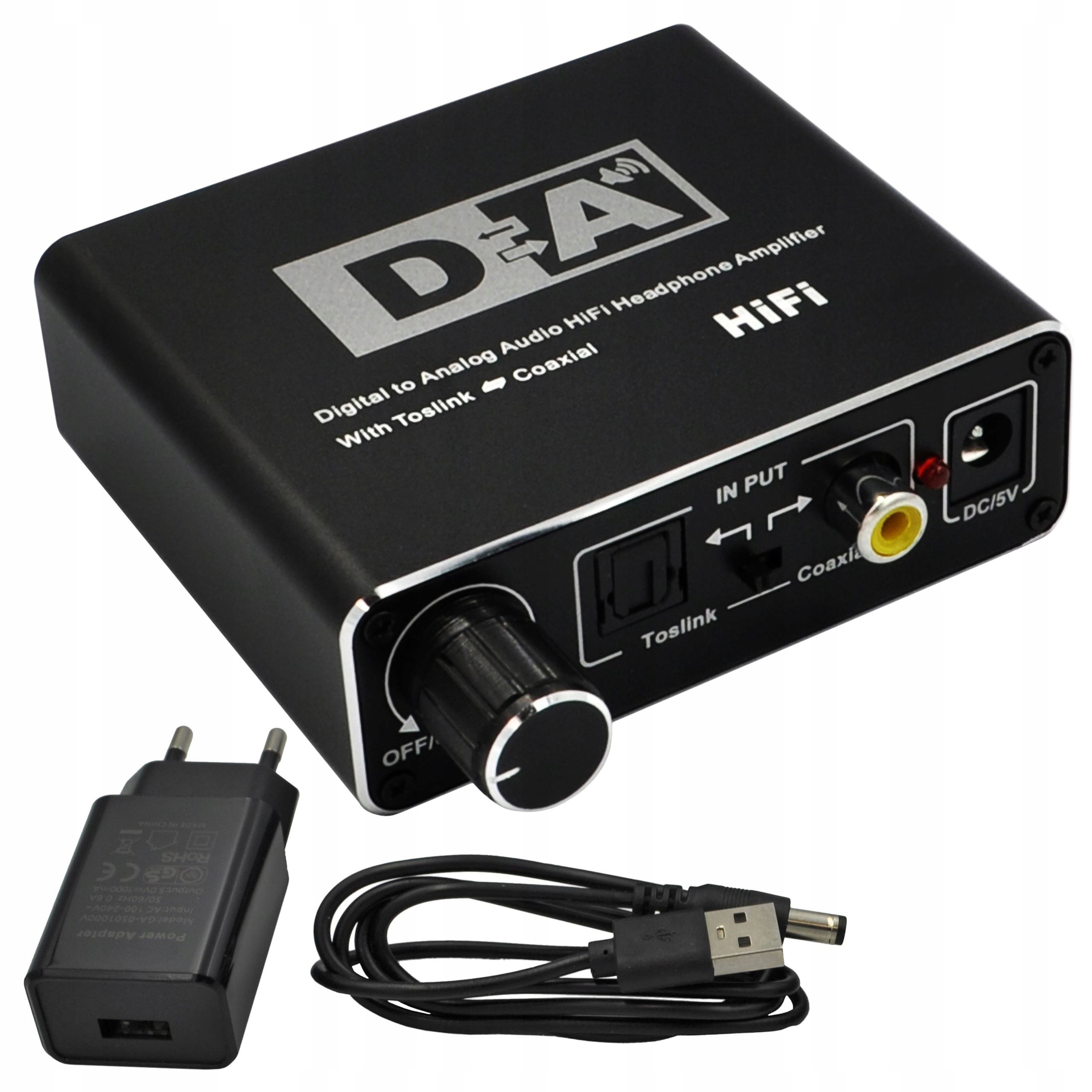 WZMACNIACZ SŁUCHAWKOWY KONWERTER DAC HiFi TOSLINK COAXIAL 2x CINCH WIREWAY