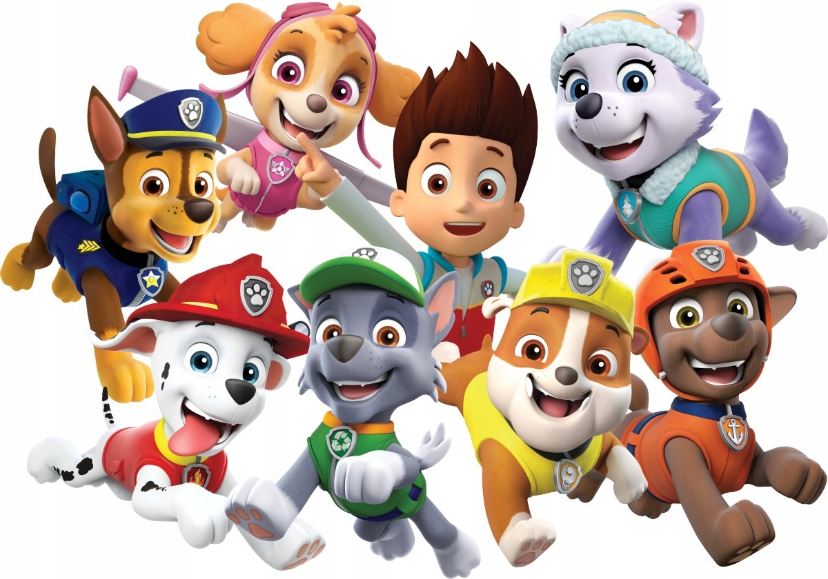 Psi patrol naklejka postacie dużo wz. bez tła 70cm