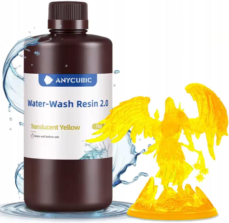 Żywica Uv Anycubic Water Washable 2.0 Translucent Yellow 1kg Do Drukarki 3D