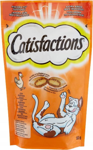 Levně 6X Catisfactions chicken pamlsek pro kočky 60 g křupky snack kuře