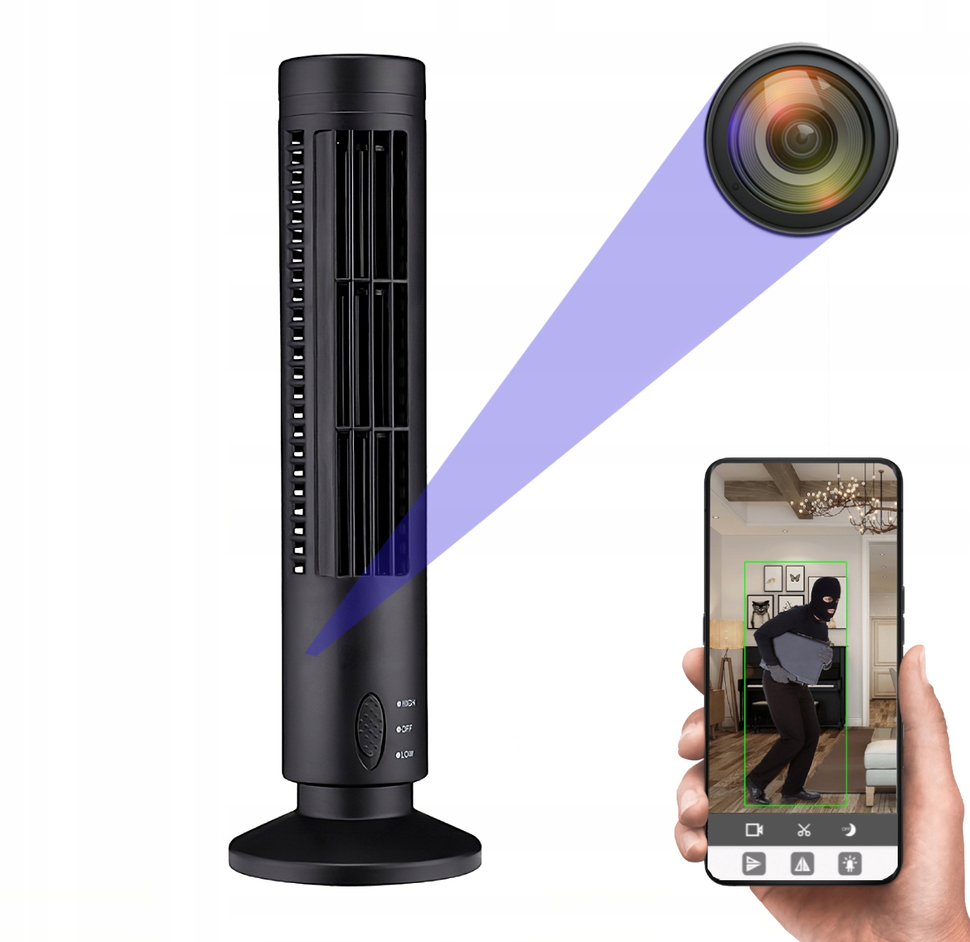 Skrytá WiFi Kamera Ve Špionážním Ventilátoru Mini Náhled Detekce M02