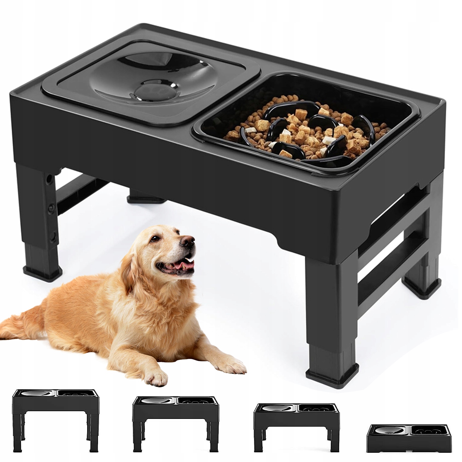 Levně Nastavitelná Stanice Pro Krmení Psa S Vyvýšenou Miskou Pro Zpomalení Krmení