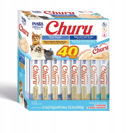 Levně Inaba Churu pro kočky mix chutí s tuňákem 40x14g