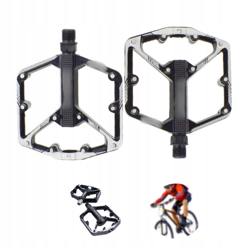 PEDAŁY PLATFORMOWE ROWEROWE MOCNE ŁOŻYSKA MASZYNOWE PINY CZARNE