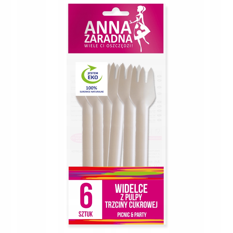 

Anna Zaradna Widelce Bio Z Pulpy Trzciny 6 Sztuk