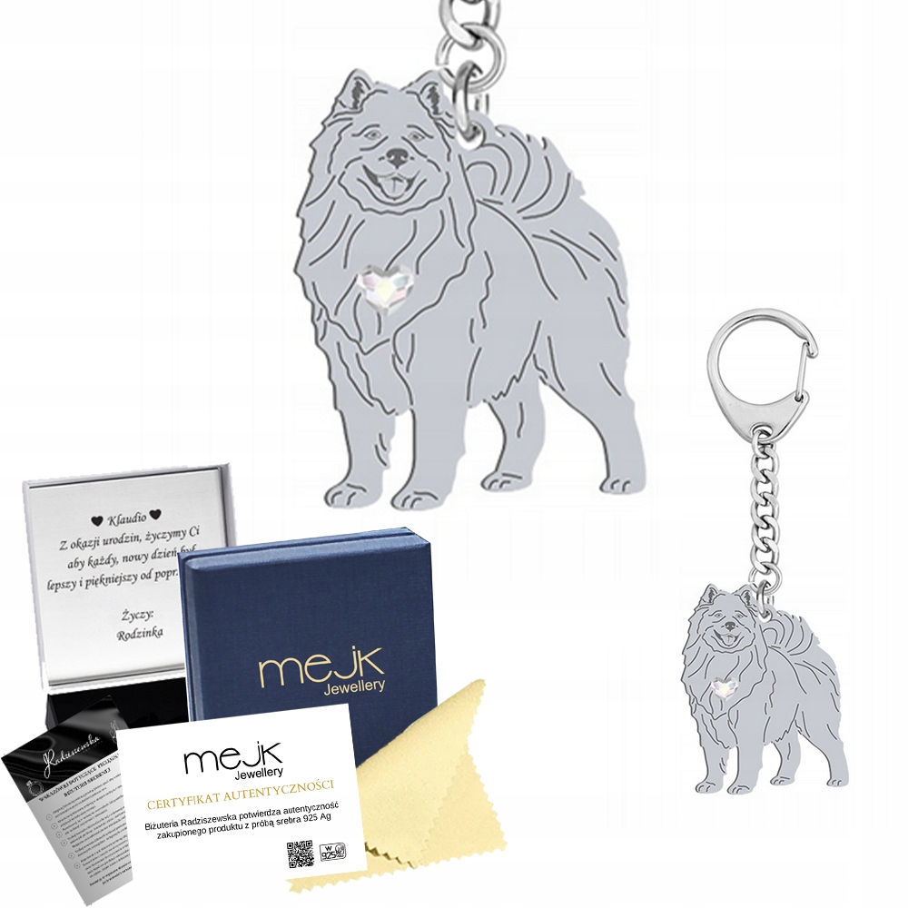 Přívěsek Na Klíče na klíče od Samoyed Stříbro 925 Šperky Dárek Žena Gravírování
