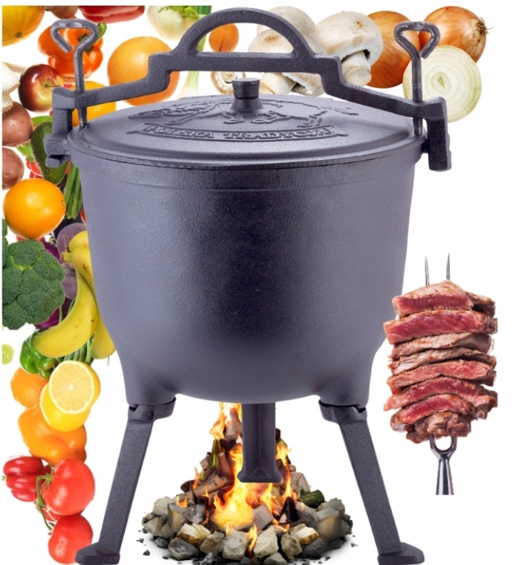 Kociołek Myśliwski Garnek Żeliwny 15L Kamille na ognisko