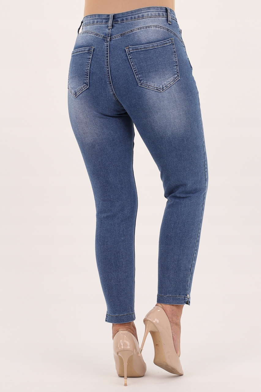 SPODNIE JEANSOWE DAMSKIE BAWEŁNIANE WYSOKI STAN JEANSY DUŻE ROZMIARY Rozmiar 46