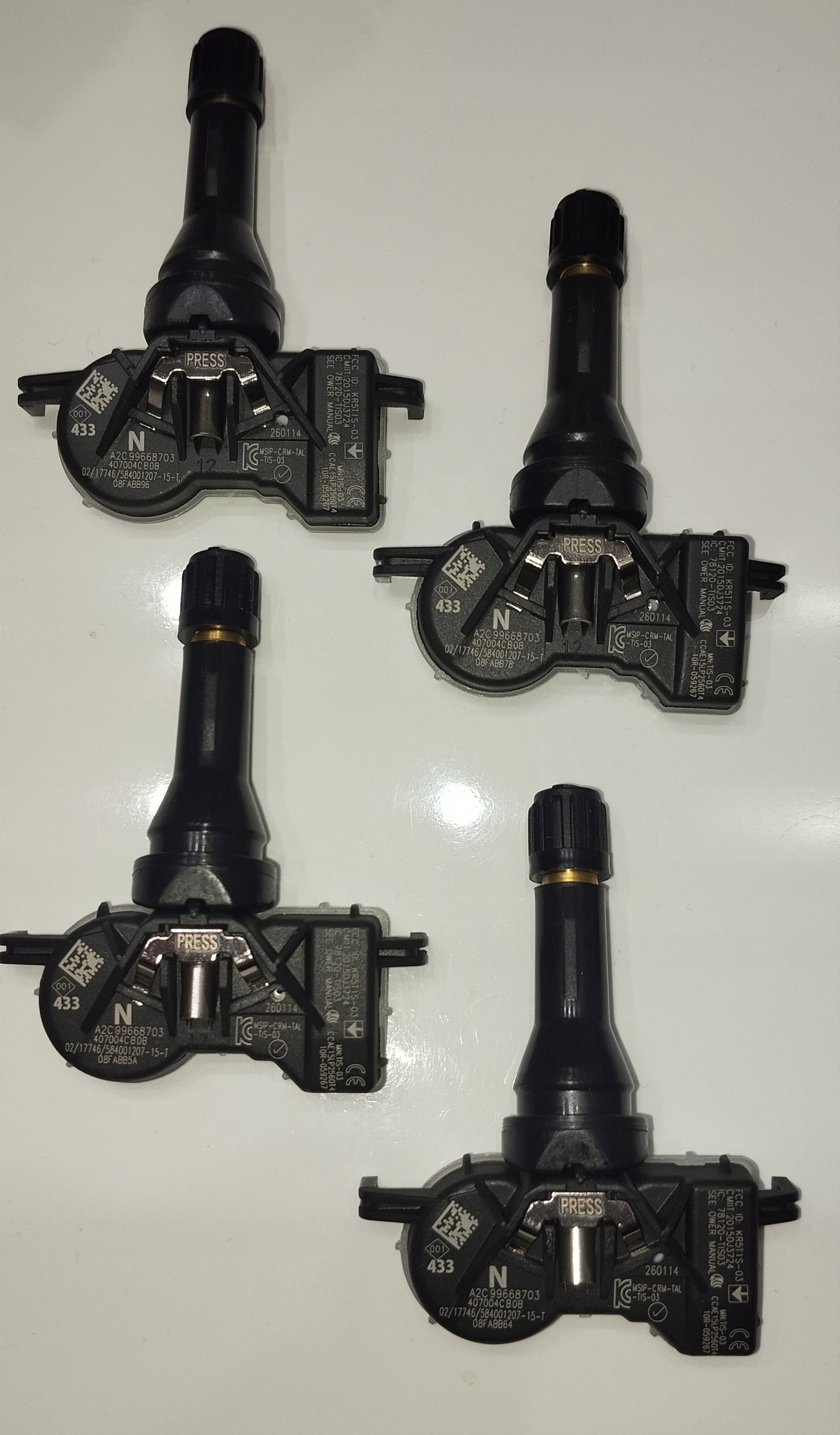 433 MHz Snímač tlaku pneumatík Tpms Renault Koleos Nissan Megane 4 ks
