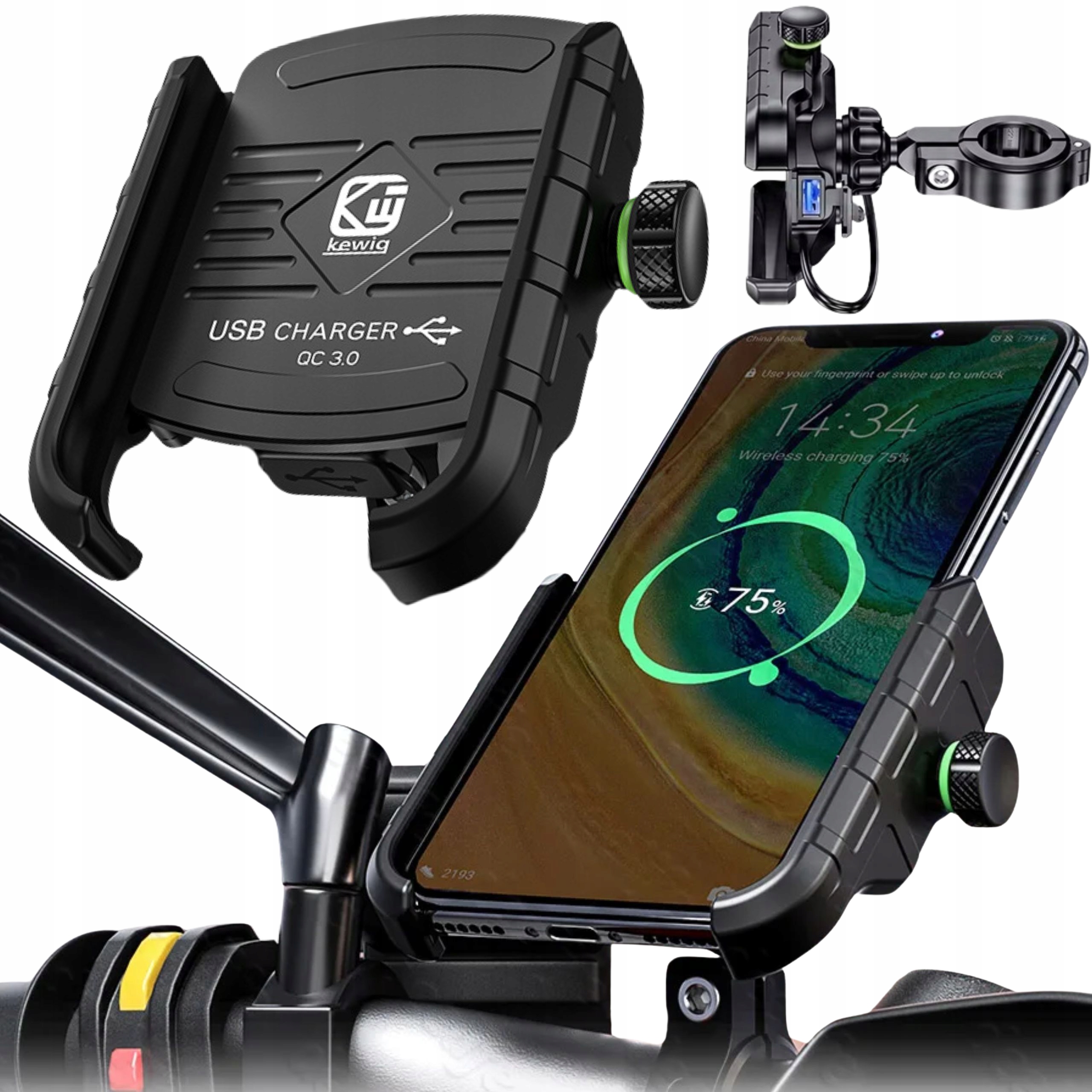 Uchwyt Motocyklowy Na Telefon Szybka Ładowarka Usb QC3.0 Motocykl