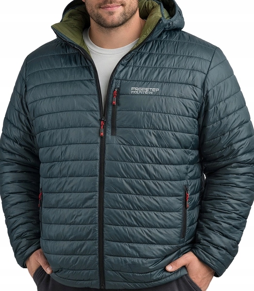 Męska kurtka Plus Size pikowana z odpinanym kapturem 8XL