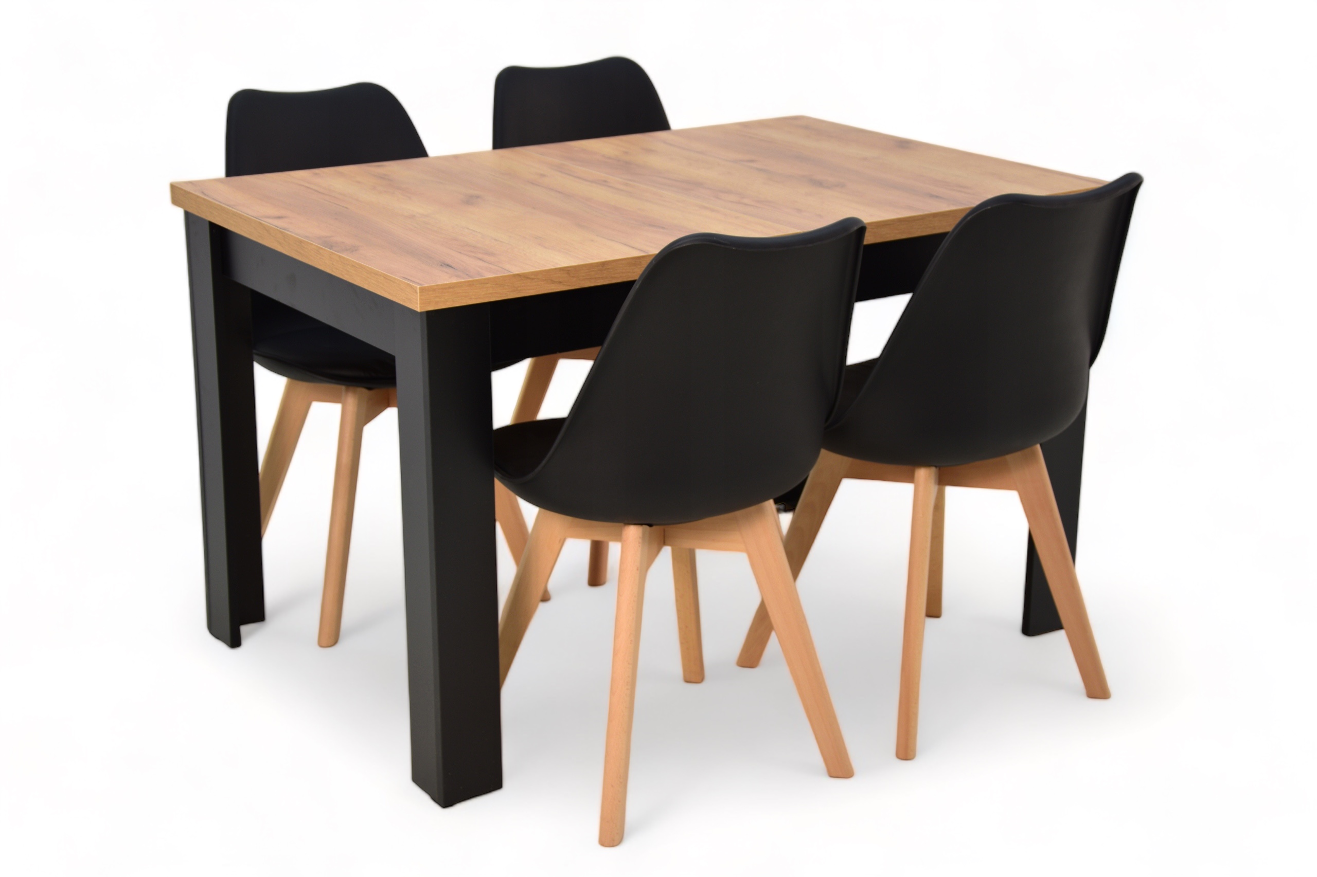 Zestaw Stół rozkładany dąb craft 4 krzesła skandynawskie 80x140/180