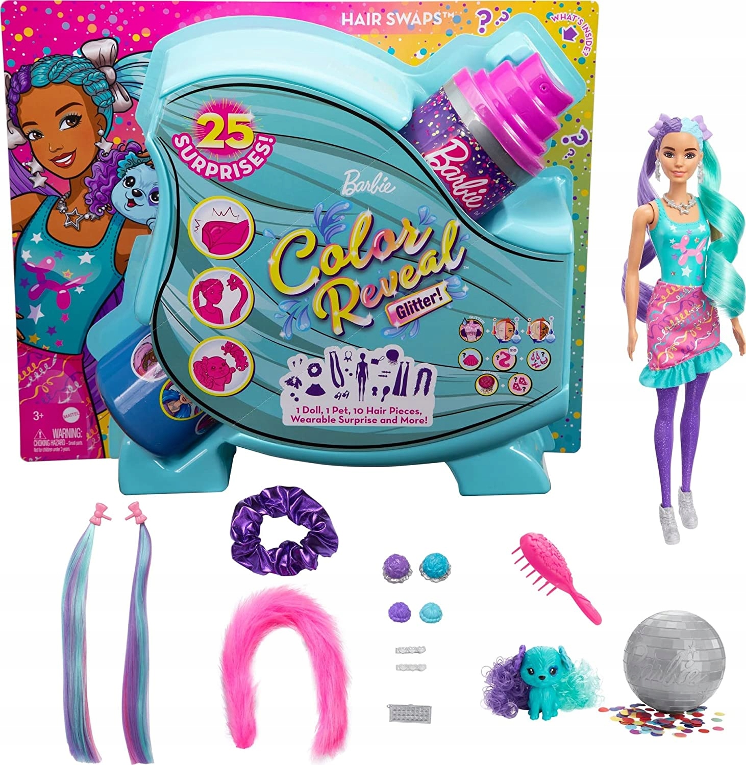 

Barbie HGB41 color stylizacje włosów brokat